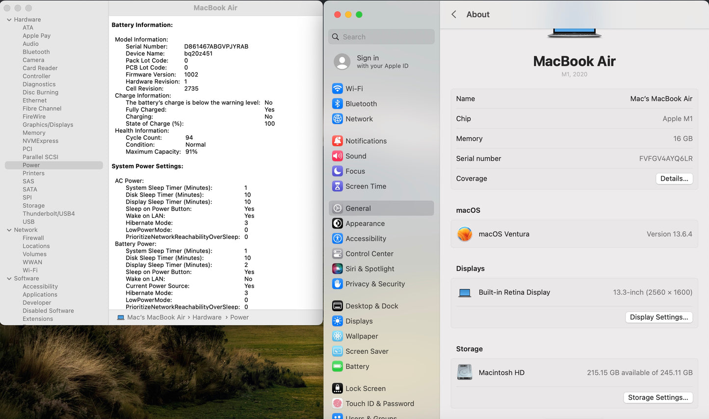 Apple 2020 MacBook Air M1 3.2GHz (7-Core GPU) 16GB RAM 256GB SSD - Very good