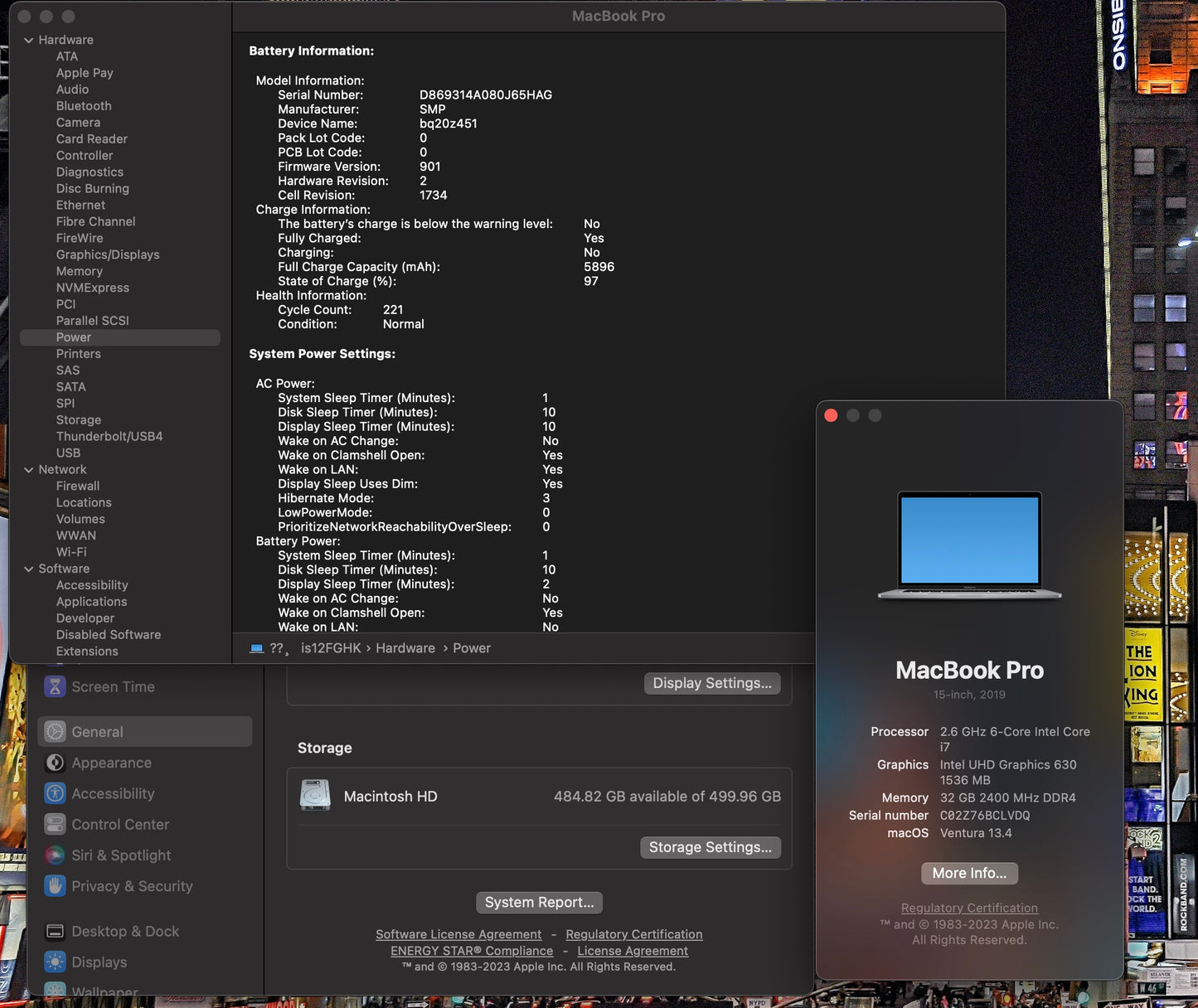 Apple 2019 MacBook Pro 15 in 2.6GHz i7 32GB RAM 512GB SSD RP555X 4GB - Very Good