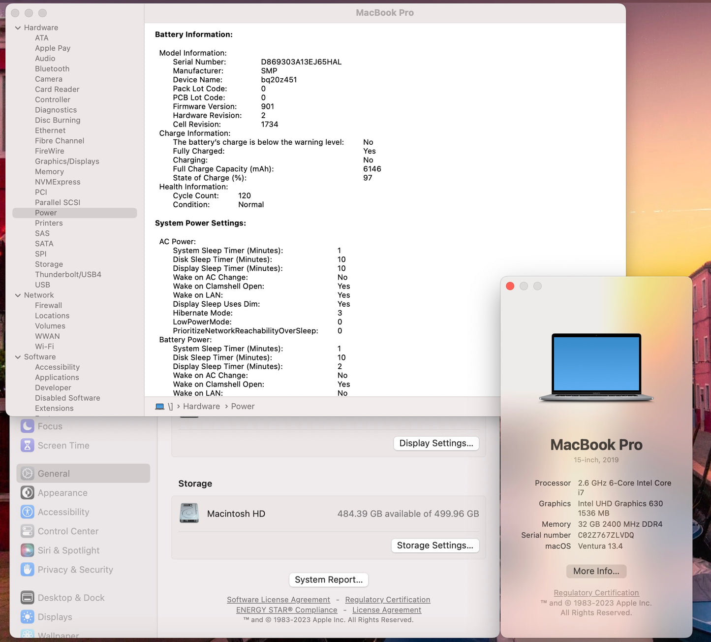 Apple 2019 MacBook Pro 15 in 2.6GHz i7 32GB RAM 512GB SSD RP555X 4GB - Very Good