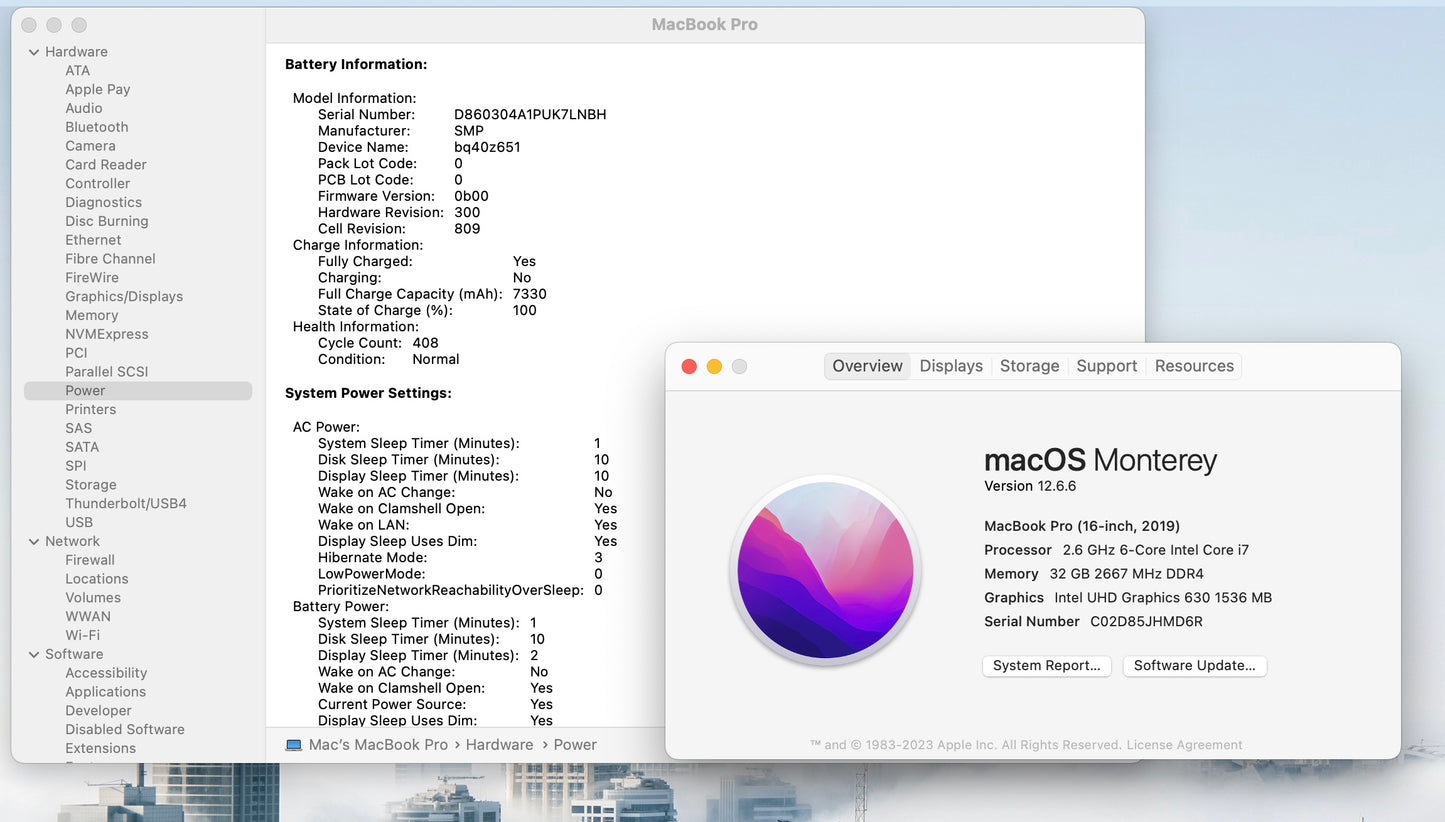 Apple 2019 MacBook Pro 16 in TB 2.6GHz i7 32GB RAM 512GB RP5300M 4GB - Very Good