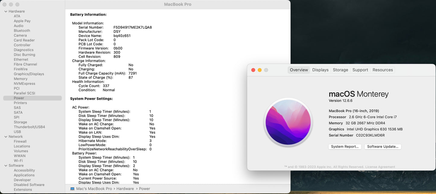 Apple 2019 MacBook Pro 16 in TB 2.6GHz i7 32GB RAM 512GB RP5300M 4GB - Very Good