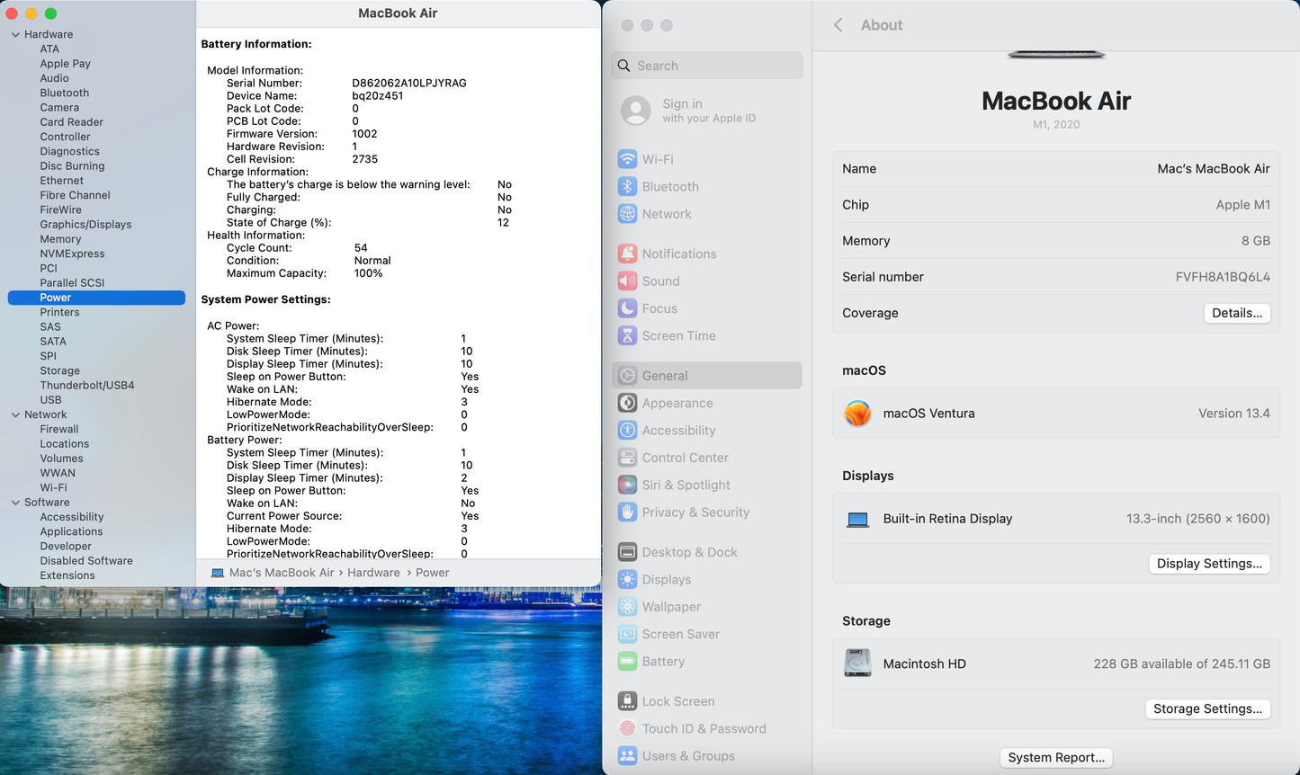 Apple 2020 MacBook Air 13 in M1 3.2GHz 8GB RAM 256GB SSD 7-Core GPU - Very Good