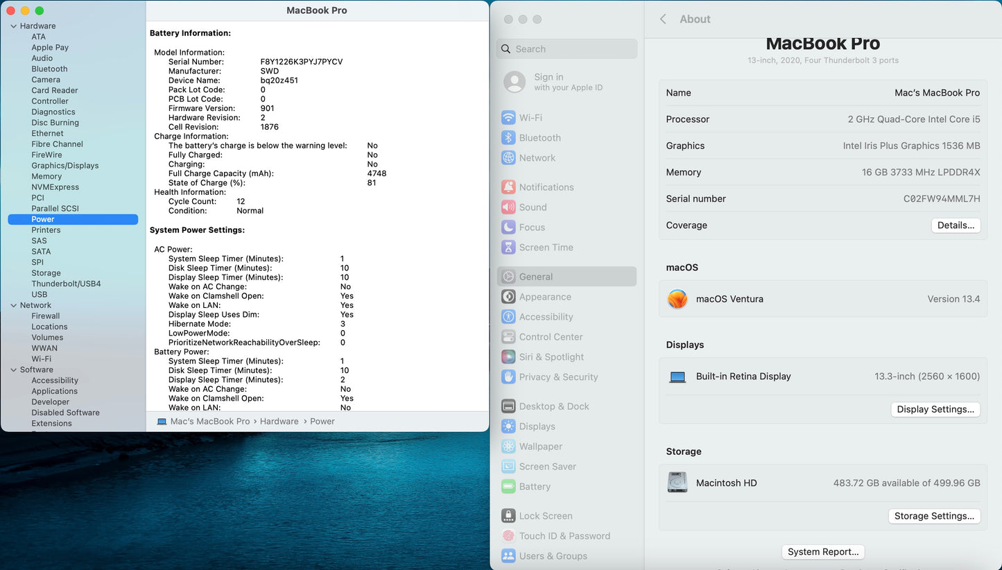 Apple 2020 MacBook Pro 13 in 2.0GHz i5 16GB RAM 512GB SSD IIPG1536 - Excellent