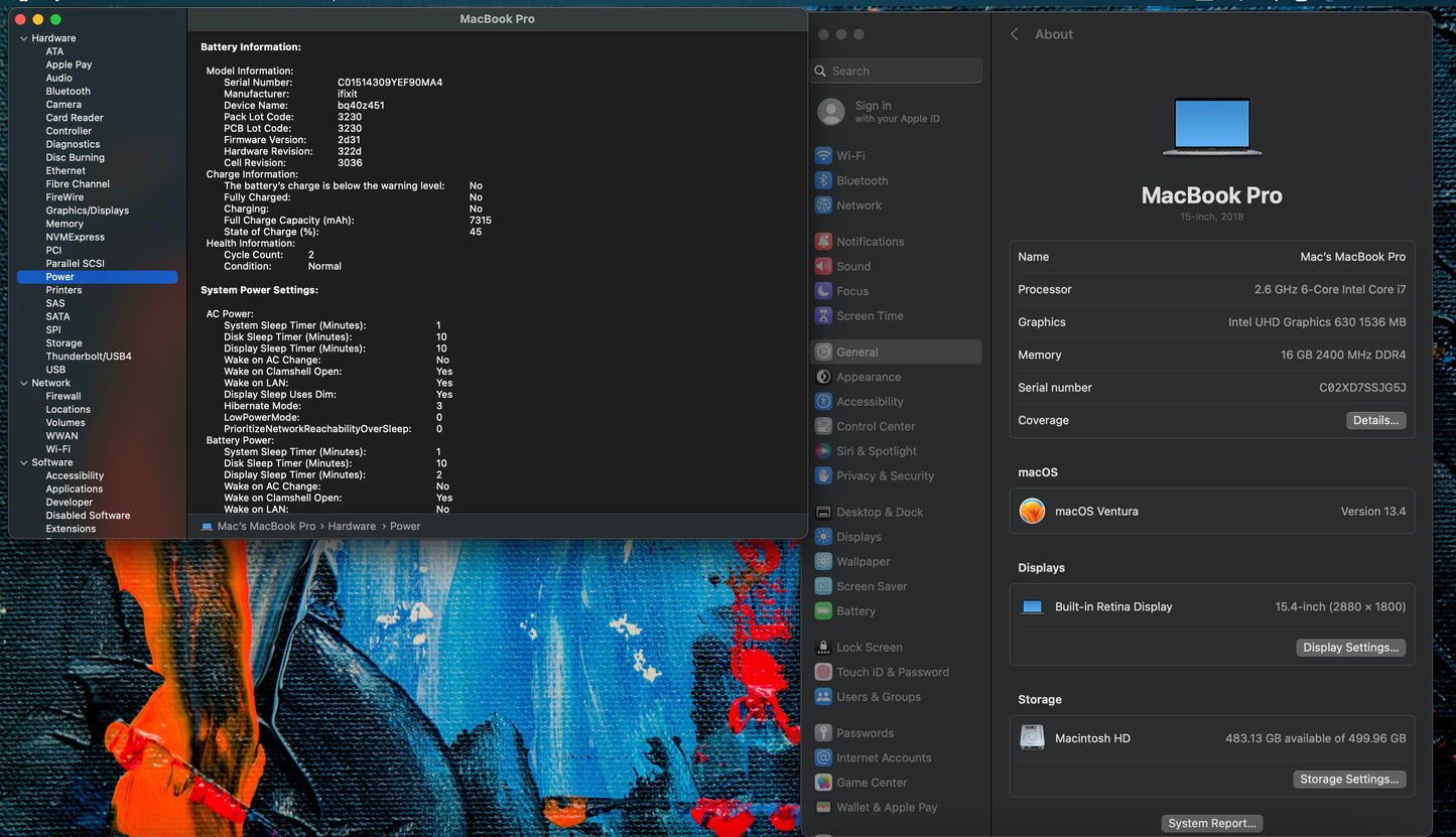 Apple 2018 Macbook Pro 15in 2.6GHz i7 16GB RAM 512GB SSD RP560X 4GB - Very Good