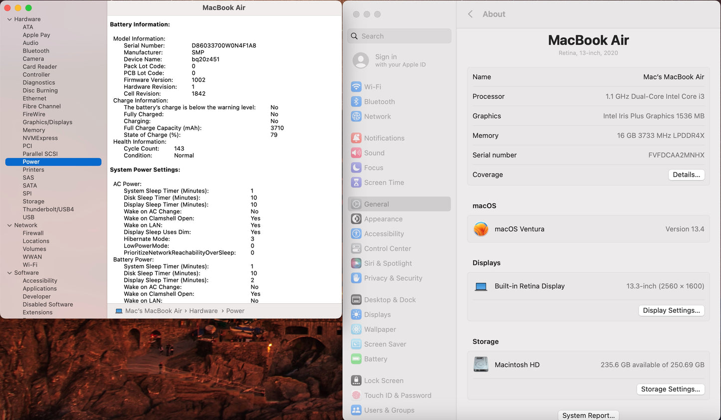 Apple 2020 MacBook Air 13 in M1 3.2GHz 16GB RAM 256GB SSD (7-Core GPU) - Good