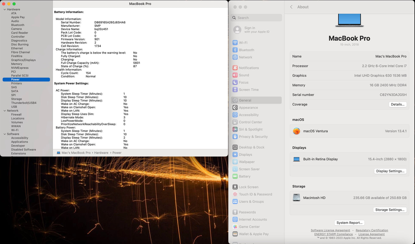 Apple 2018 MacBook Pro 15 in 2.2GHz i7 16GB RAM 256GB SSD RP555X 4GB - Very Good