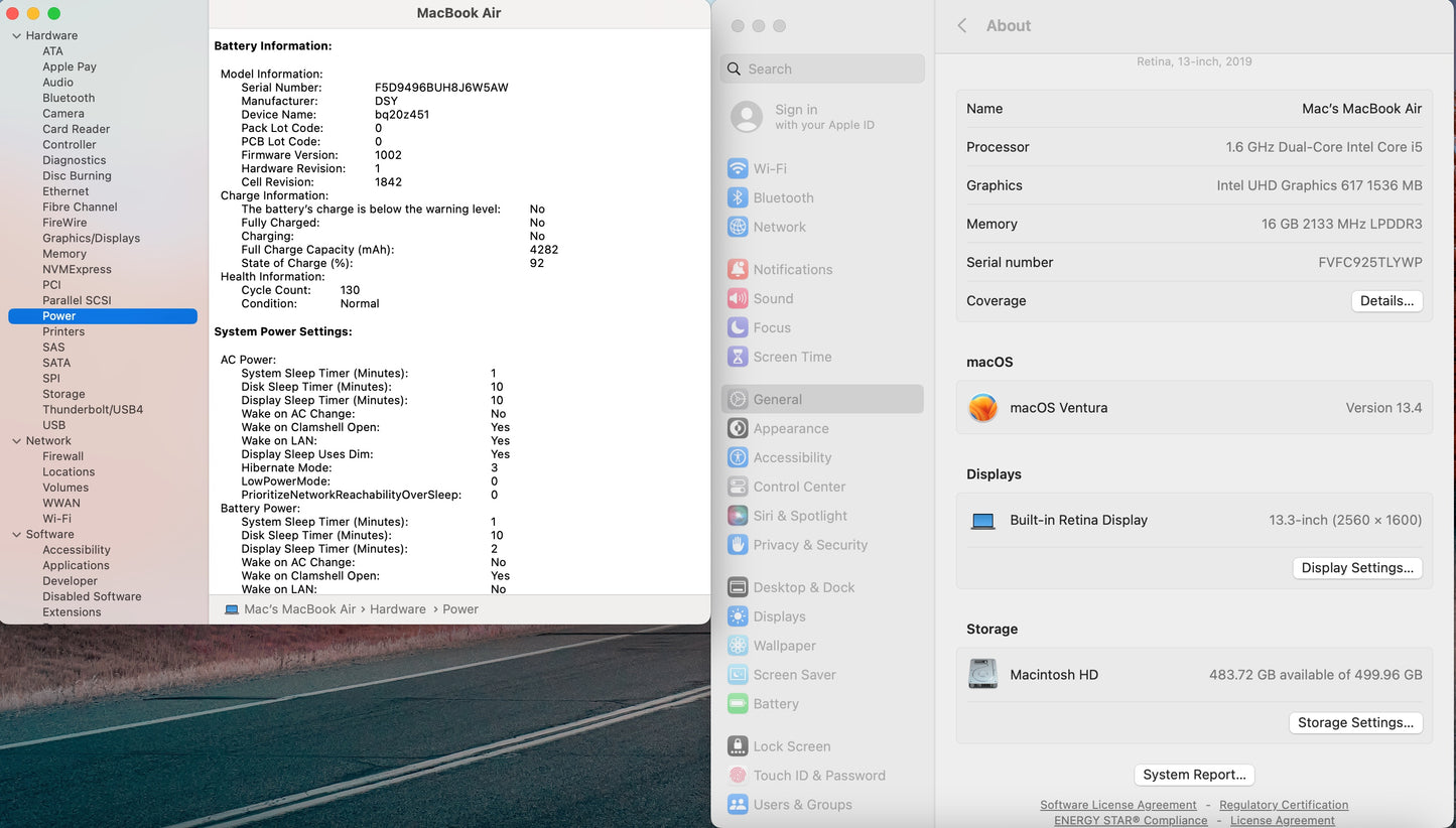 Apple 2019 MacBook Air 13 in 1.6GHz Dual-Core i5 16GB RAM 512GB SSD - Very Good