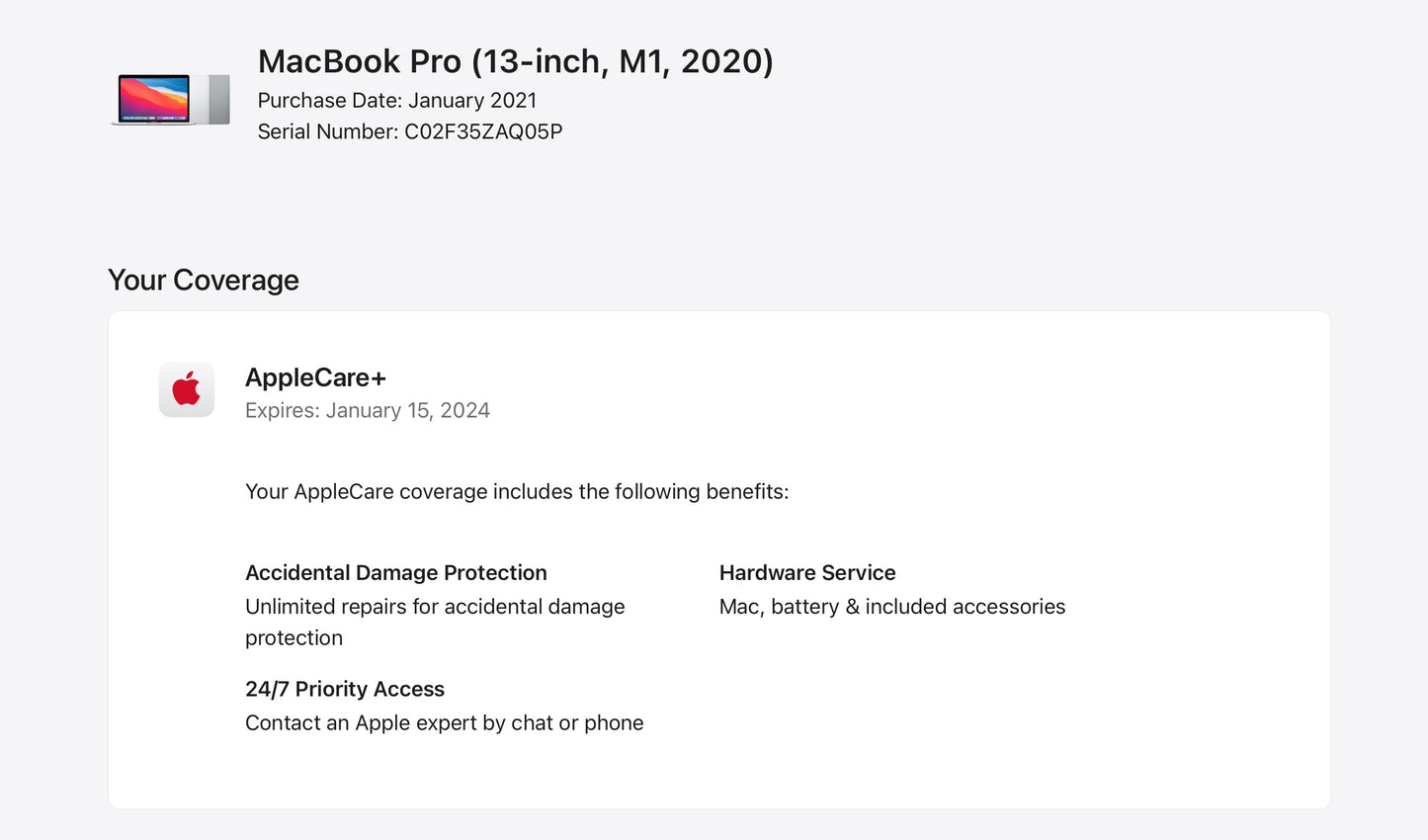 Apple 2020 MacBook Pro 13 in TB 3.2GHz M1 16GB RAM 2TB SSD AC+ - Good