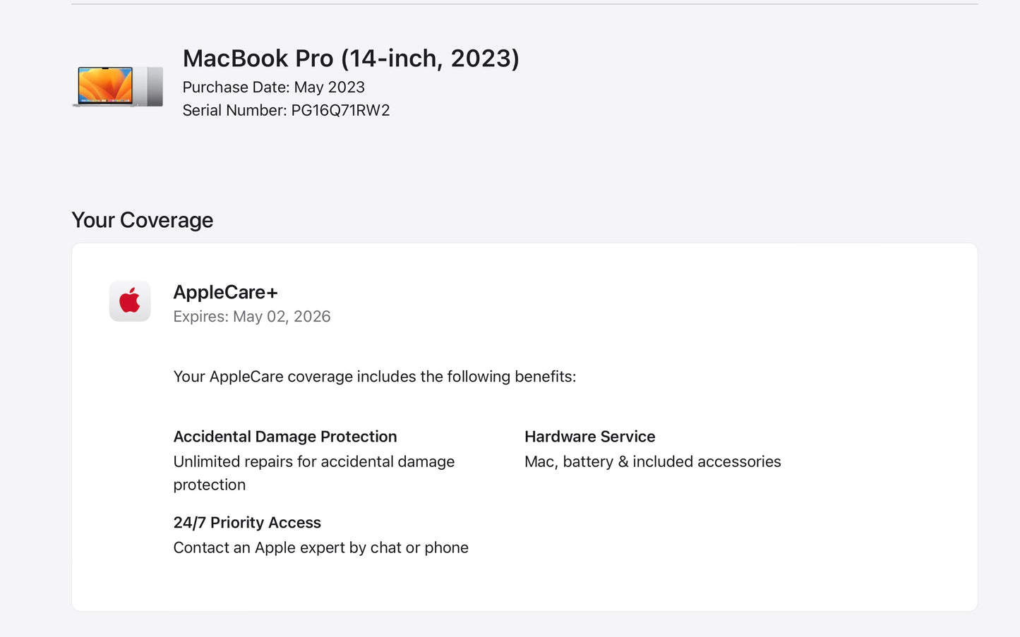 Apple 2023 MacBook Pro 14" M2 Pro (19-Core GPU) 16GB RAM 2TB SSD AppleCare+ 2026