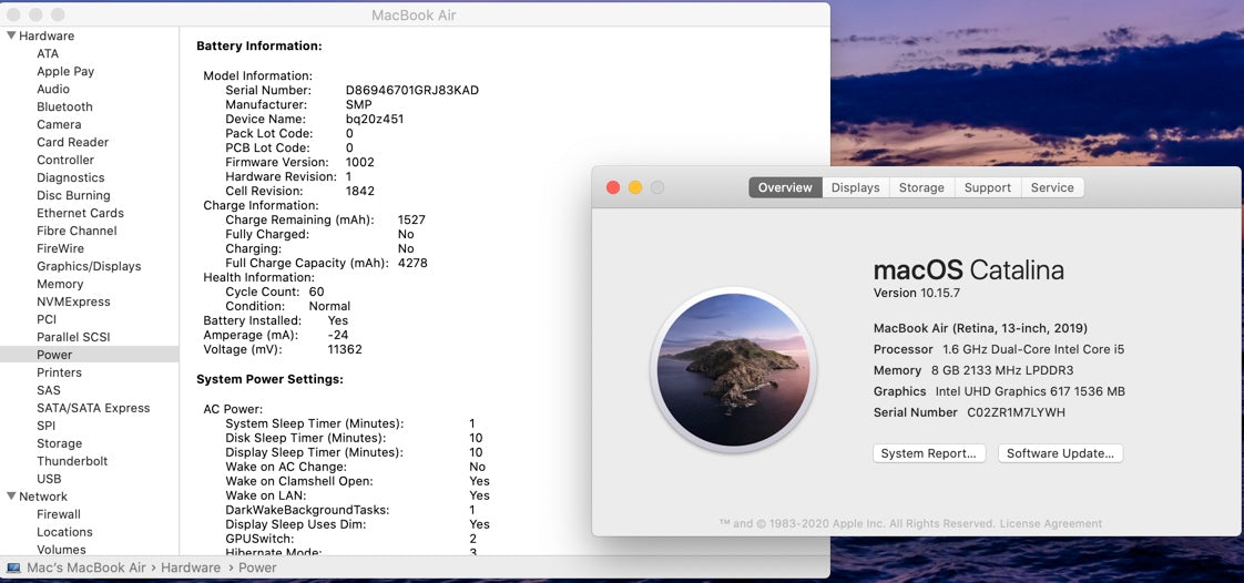 Apple 2019 MacBook Air 13 in 1.6GHz Dual-Core i5 8GB RAM 256GB SSD IUG617 - Good