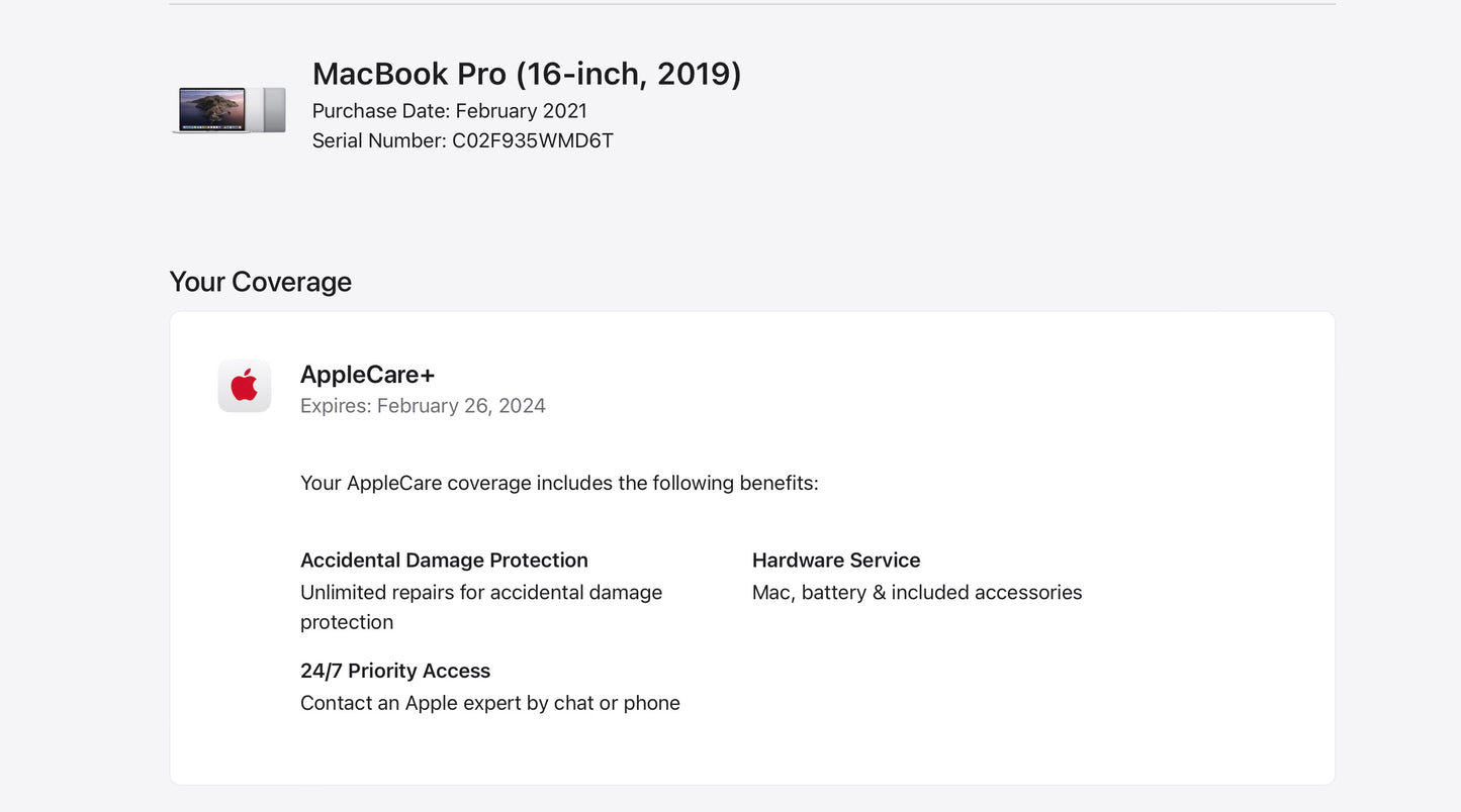 Apple 2019 MacBook Pro 16in 2.4GHz i9 32GB RAM 1TB SSD RP5600M 8GB AC+ Very Good