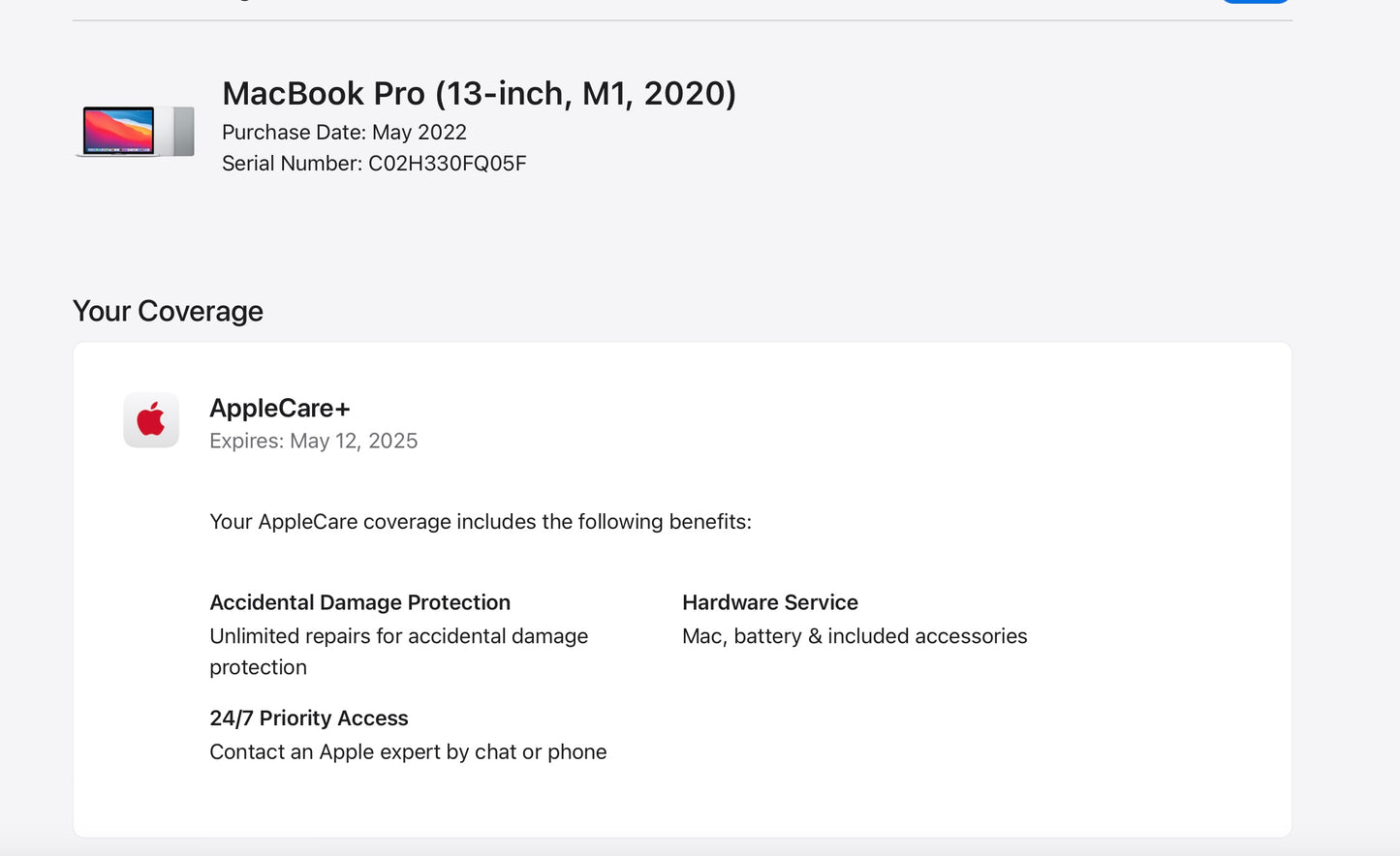 Apple 2020 MacBook pro 13" M1 (8-Core GPU) 8GB RAM 512GB SSD AC+ - Very good