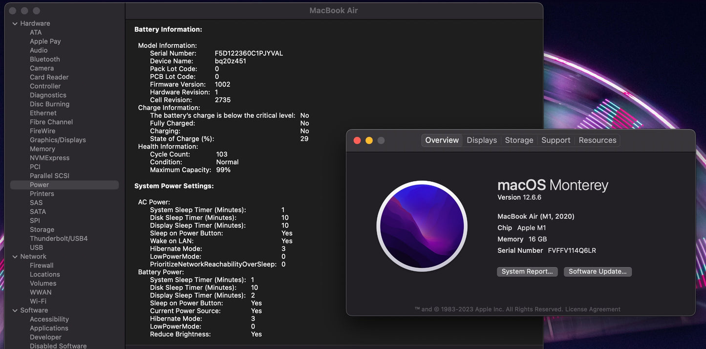 Apple 2020 Macbook Air 13in 3.2 GHz M1 16GB RAM 256GB SSD - Good