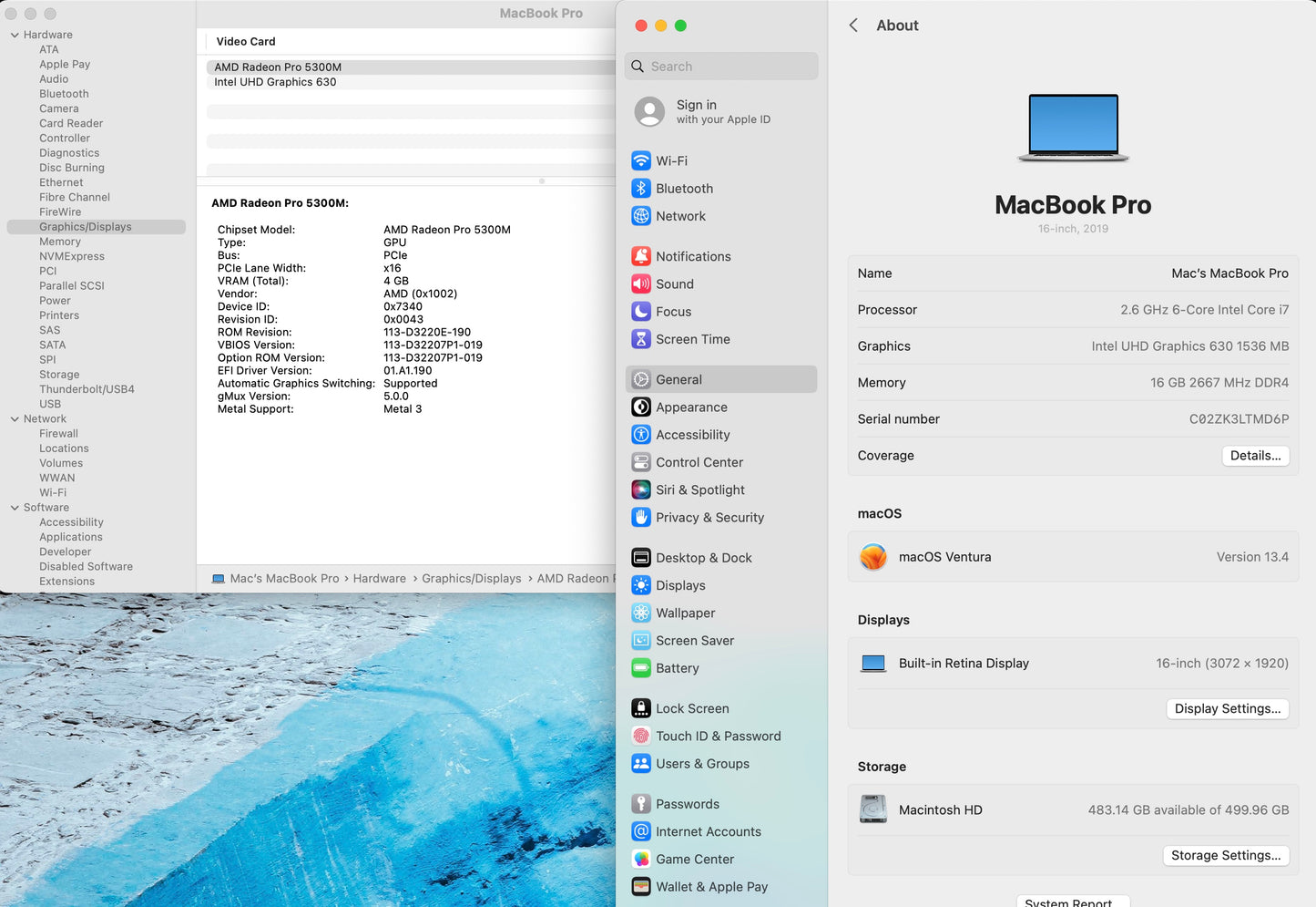 Apple 2019 Macbook Pro 16in 2.6GHz i7 16GB RAM 512GB SSD RP 5300M 4GB - Good