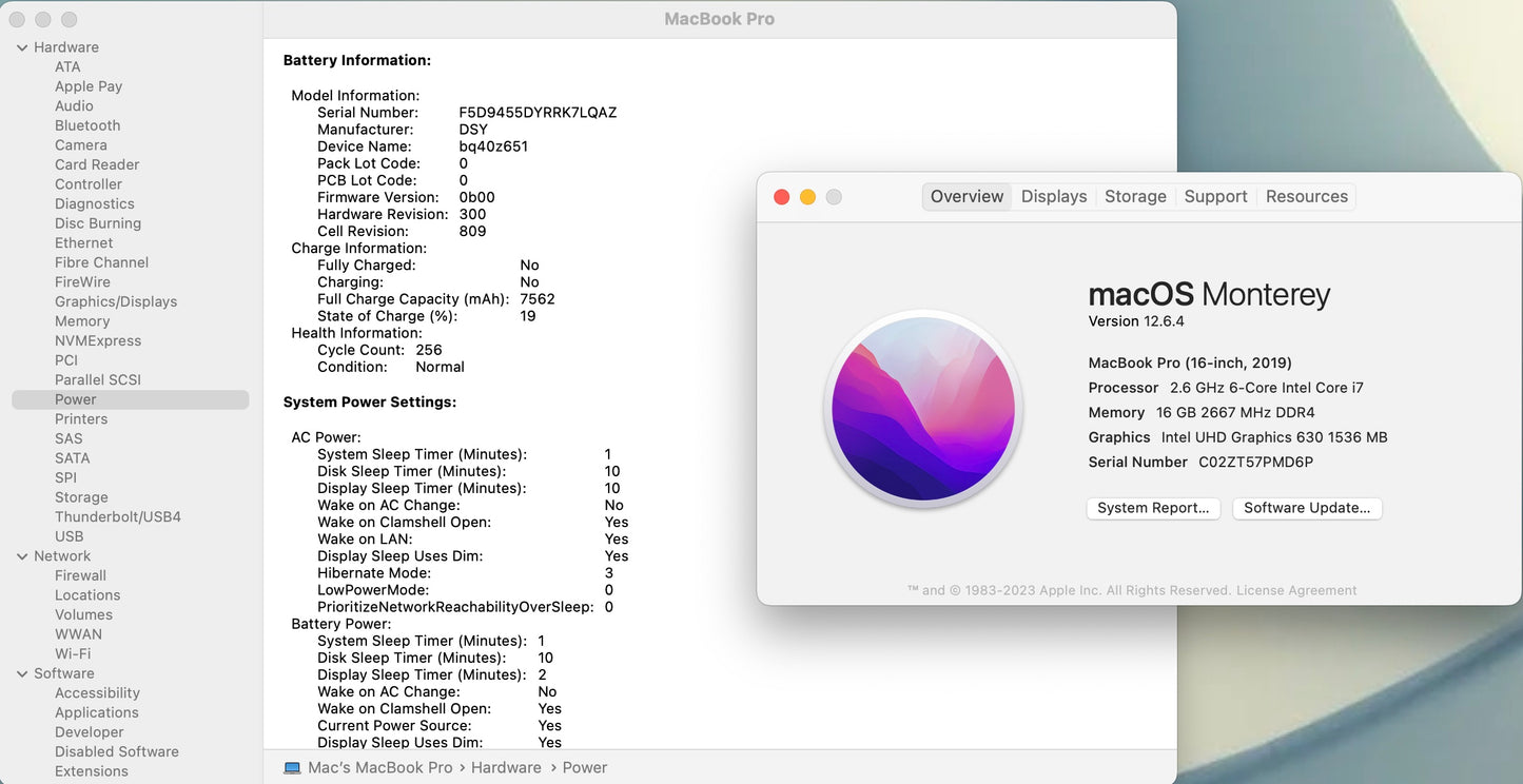 Apple 2019 MacBook Pro 15 in 2.6GHz i7 16GB RAM 512GB SSD RP5300M 4GB - Good