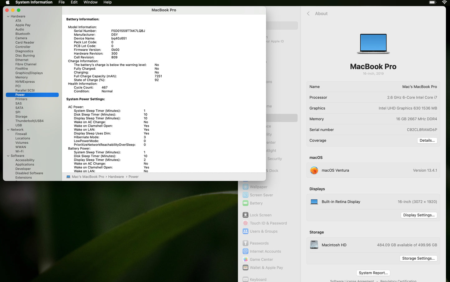 Apple 2019 Macbook Pro 16in 2.6GHz i7 16GB RAM 512GB SSD RP 5300M 4GB - Good