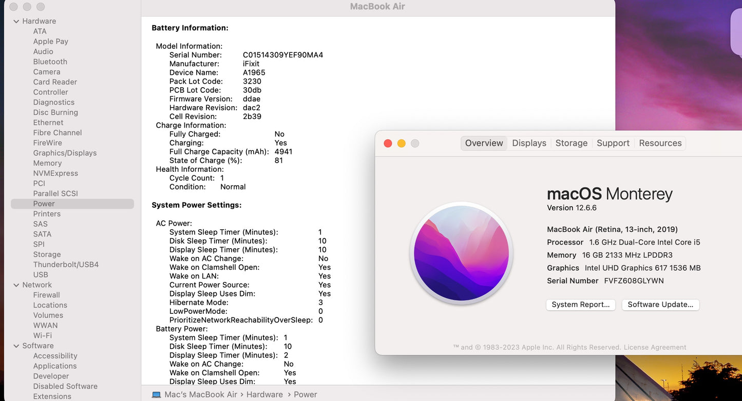 Apple 2019 Macbook Air 13in 1.6GHz i5 16GB RAM 128GB IUG617 1536MB- Good