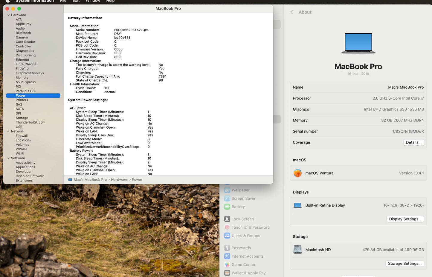 Apple 2019 Macbook Pro 16in 2.6GHz i7 32GB RAM 512GB SSD RP5300M 4GB - Very Good