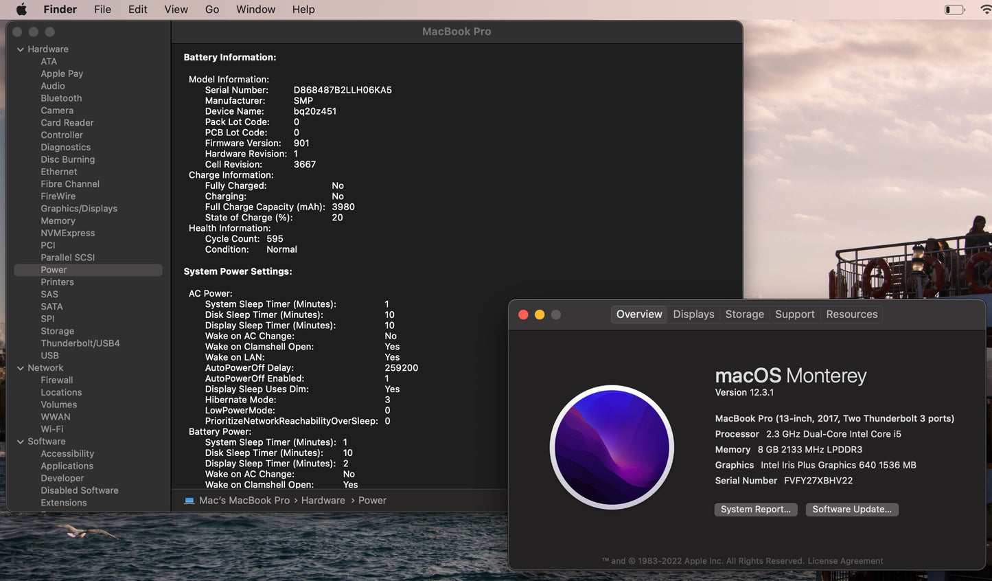 Apple 2017 Macbook Pro 2.3GHz i5 8GB RAM 128GB SSD IIPG640 1536MB - Good