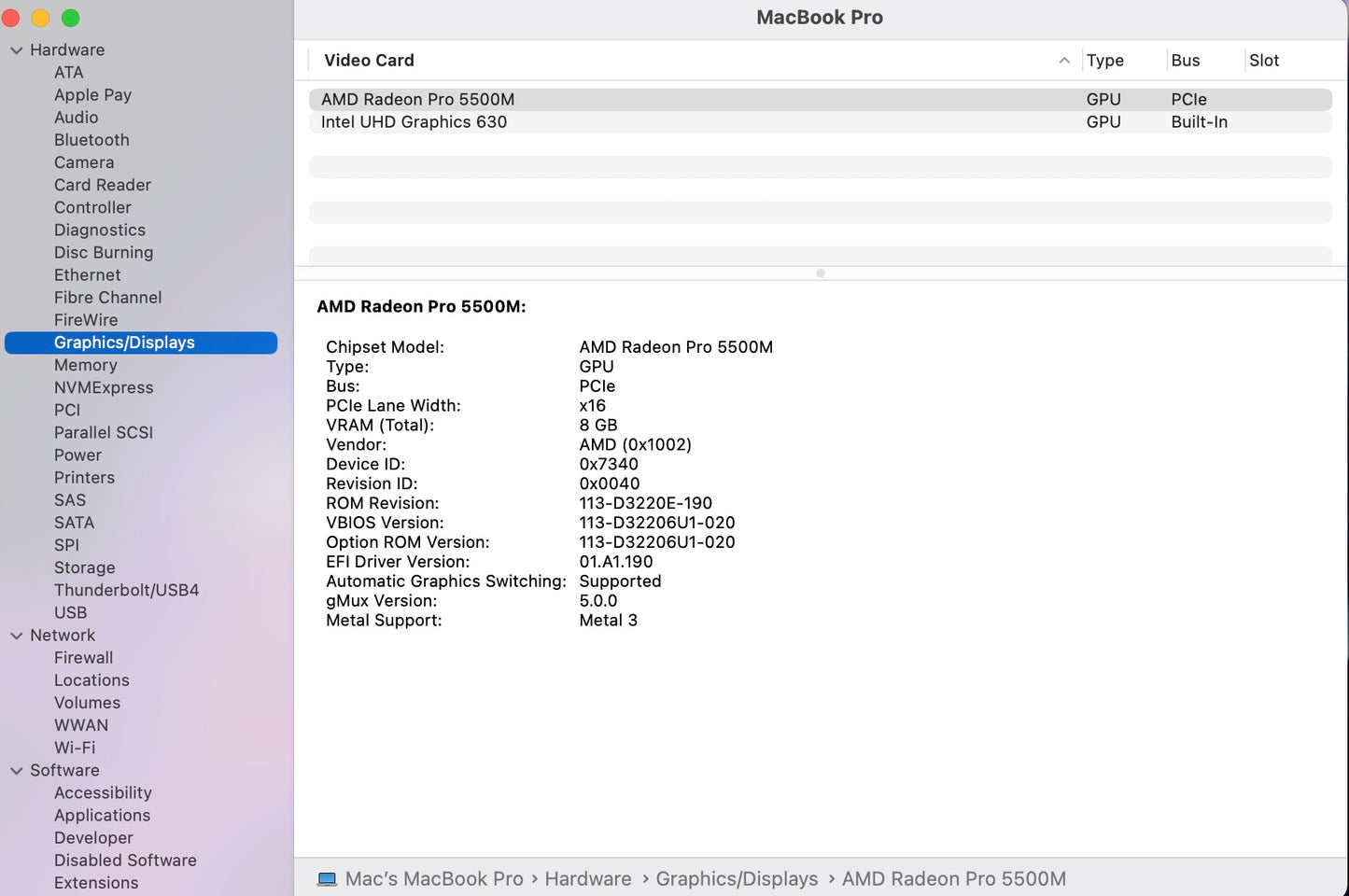 Apple 2019 MacBook Pro 16 in 2.3GHz i9 32GB RAM 1TB SSD RP5500M 8GB - Very Good