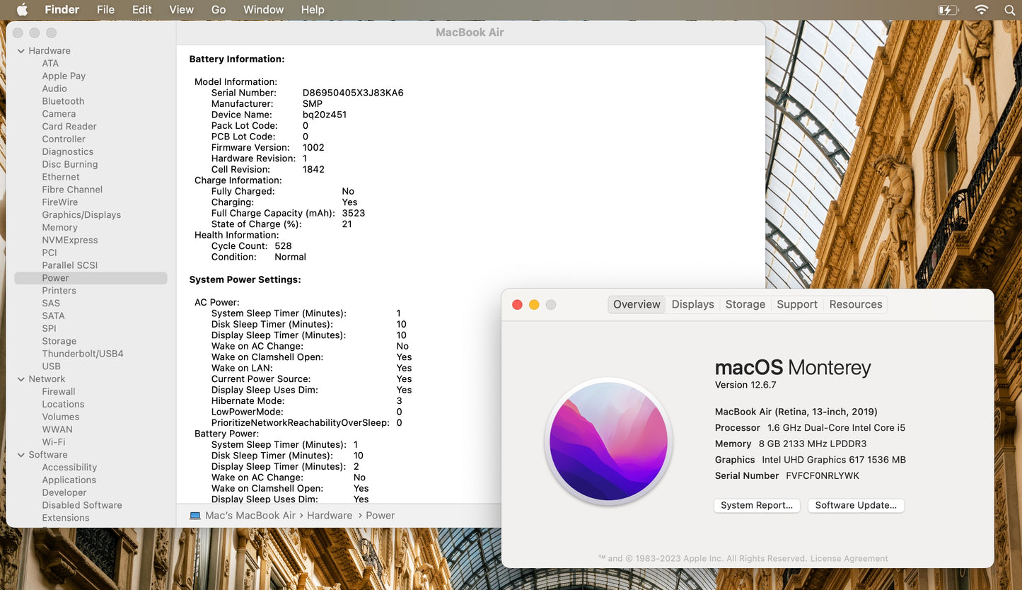 Apple 2019 Macbook Air 13in 1.6GHz i5 8GB RAM 256GB SSD IUG617 - Very Good