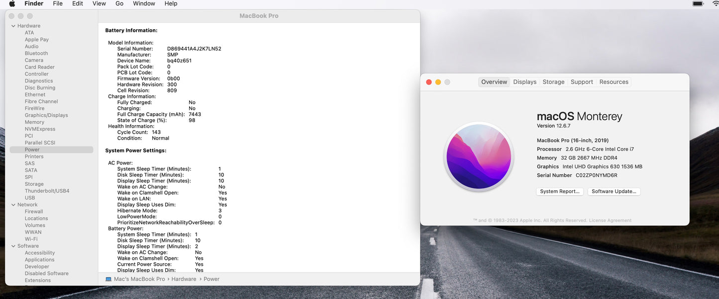 Apple 2019 Macbook Pro 16in 2.6GHz i7 32GB RAM 512GB SSD RP5300M 4GB - Good