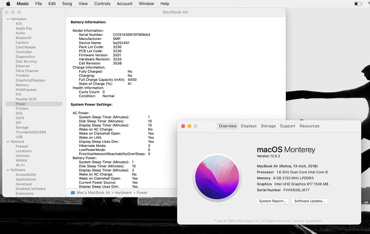 Apple 2018 Macbook Air 1.6GHz i5 16GB RAM 128GBSSD IUG617 1536MB - Good