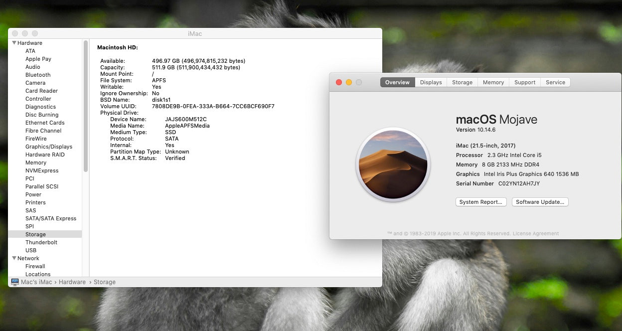 Apple 2017 iMac 21" 2.3GHz i5 8GB RAM 512GB SSD IIPG640 - Very good