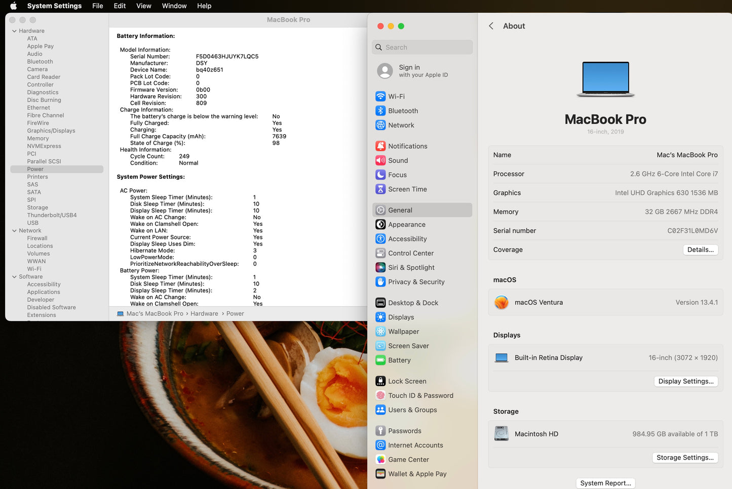 Apple 2019 Macbook Pro 16in 2.6GHz i7 32GB RAM 1TB SSD RP5300M 4GB - Very Good