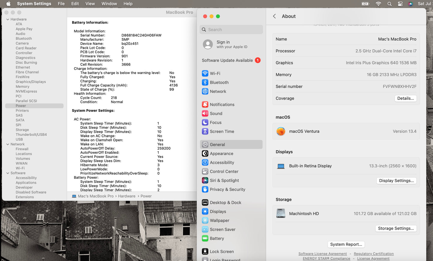 Apple 2017 Macbook Pro 2.5GHz i7 16GB RAM 128GB SSD IIPG640 1536MB - Good