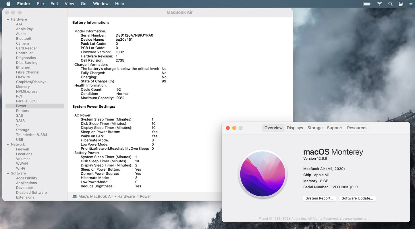 Apple 2020 Macbook Air 13in 3.2 GHz M1 8GB RAM 256GB SSD - Very Good