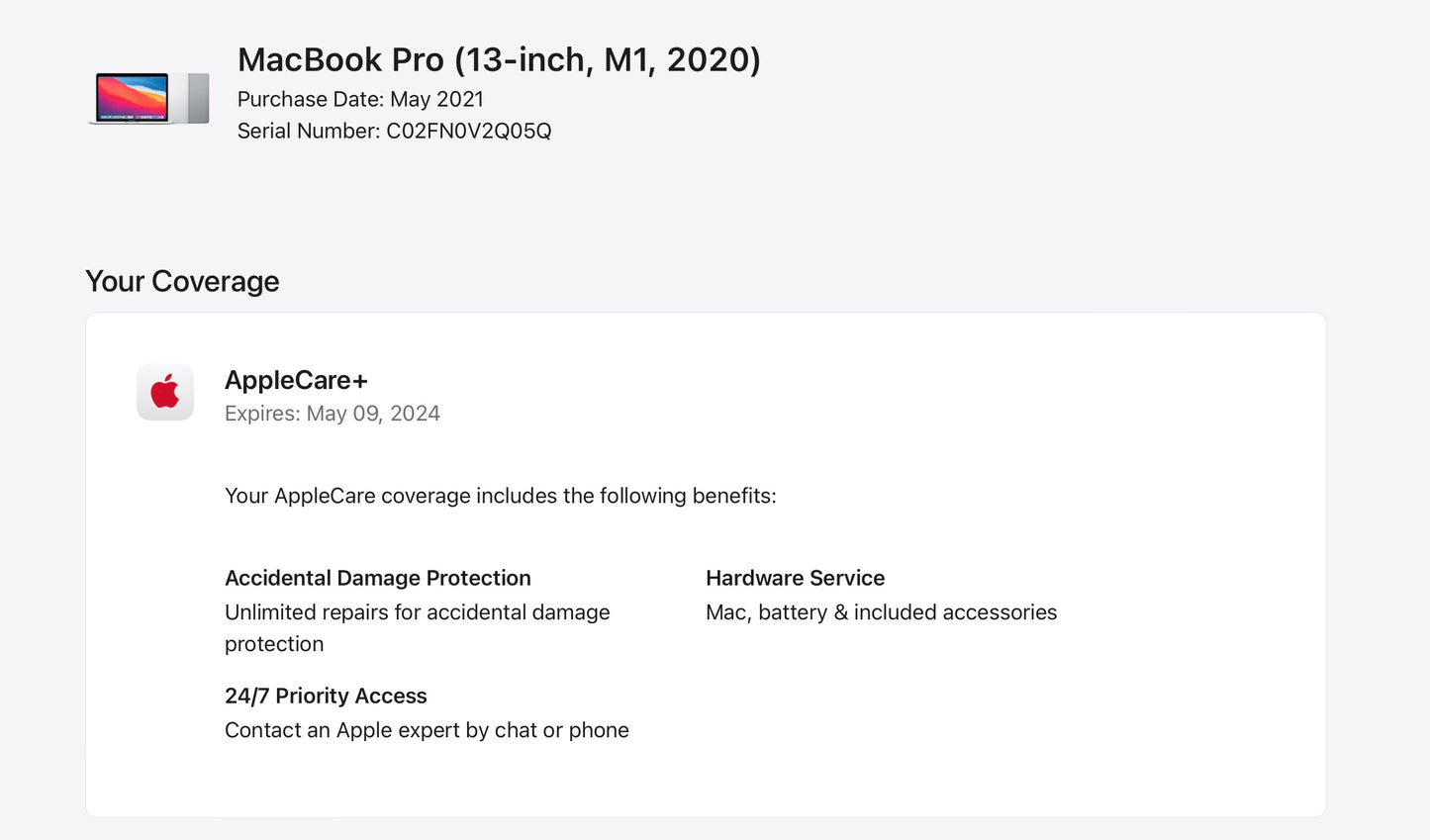 Apple 2020 MacBook Pro 13 in TB M1 3.2GHz 16GB RAM 256GB SSD AC+ - Excellent