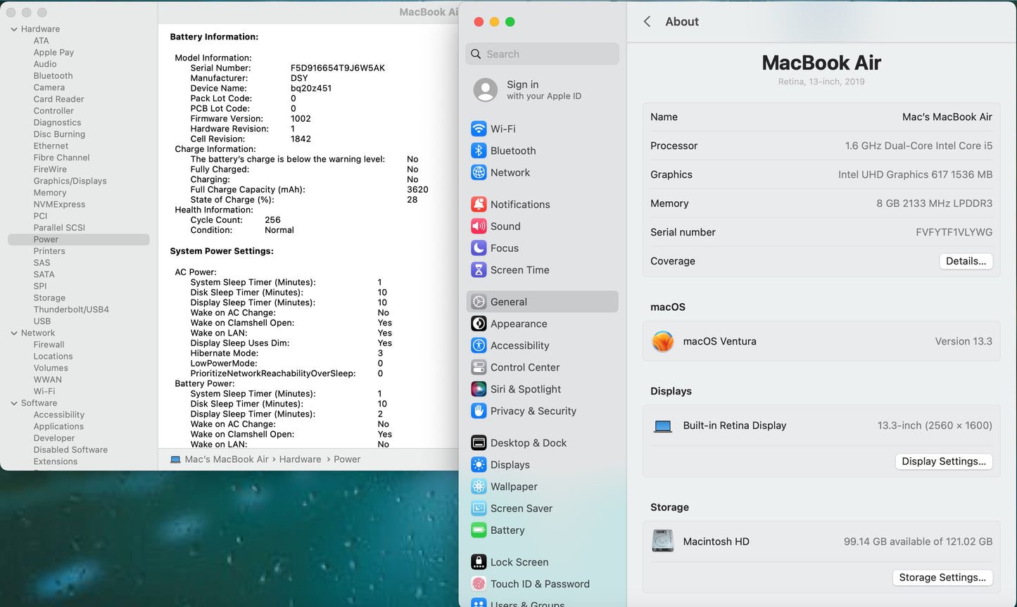 Apple 2019 MacBook Air 13 in 1.6GHz i5 8GB RAM 128GB SSD IUG 617 - Very Good