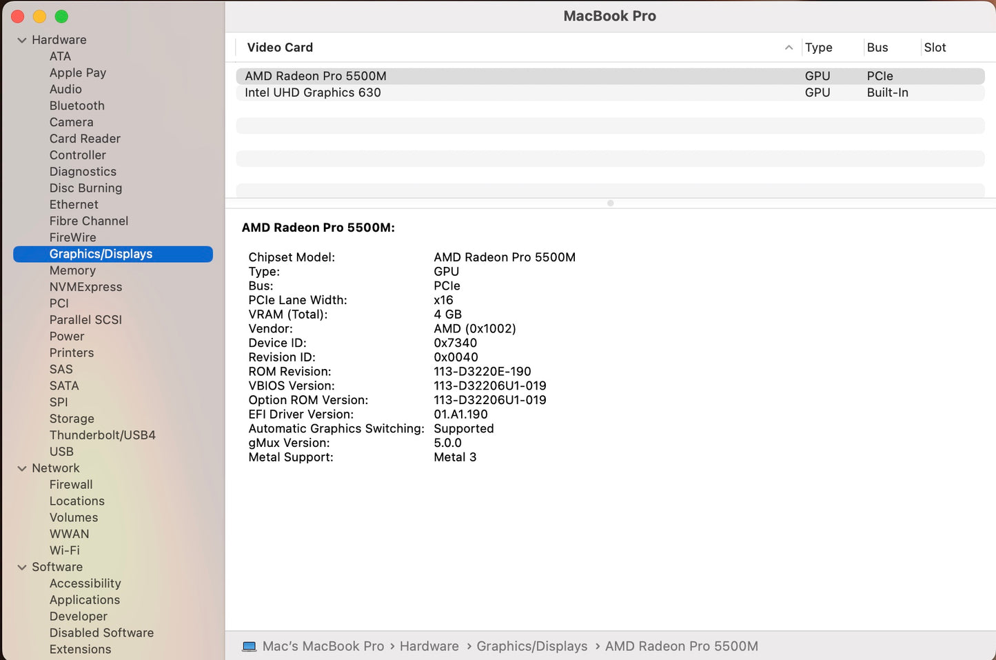 Apple 2019 MacBook Pro 16 in 2.4GHz i9 32GB RAM 2TB SSD RP5500M 4GB - Very Good