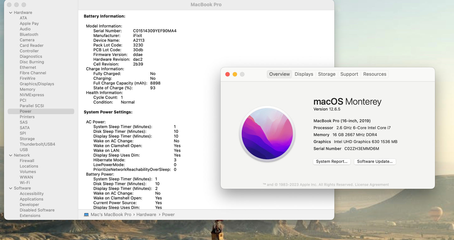 Apple 2019 Macbook Pro 16in 2.6GHz i7 16GB RAM 512GB SSD RP 5300M 4GB - Good