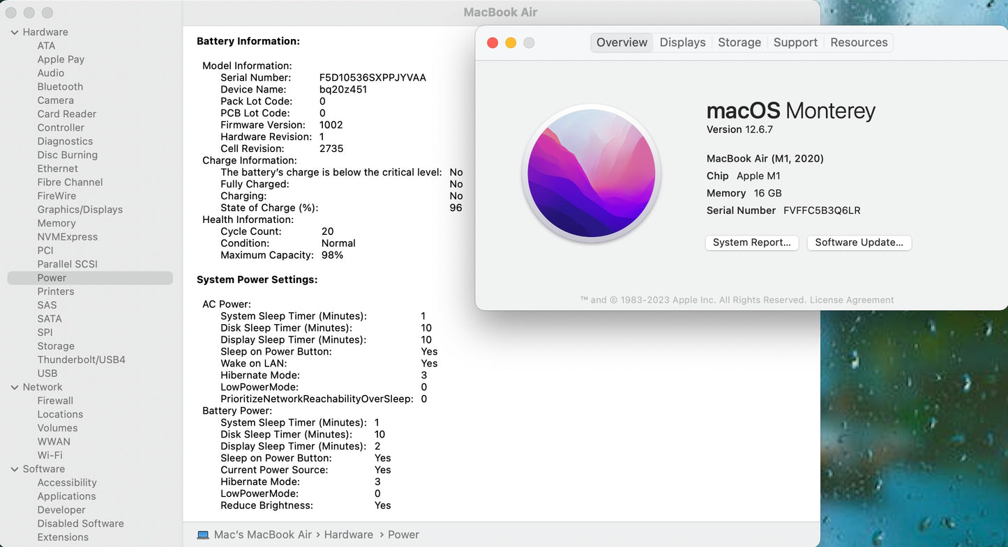 Apple 2020 MacBook Air 13 in M1 3.2GHz 16GB RAM 256GB SSD - Very Good