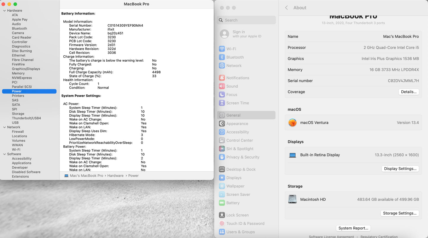 Apple 2020 MacBook Pro 13 in 2.0GHz i5 16GB RAM 512GB SSD IIPG1536 - Very Good