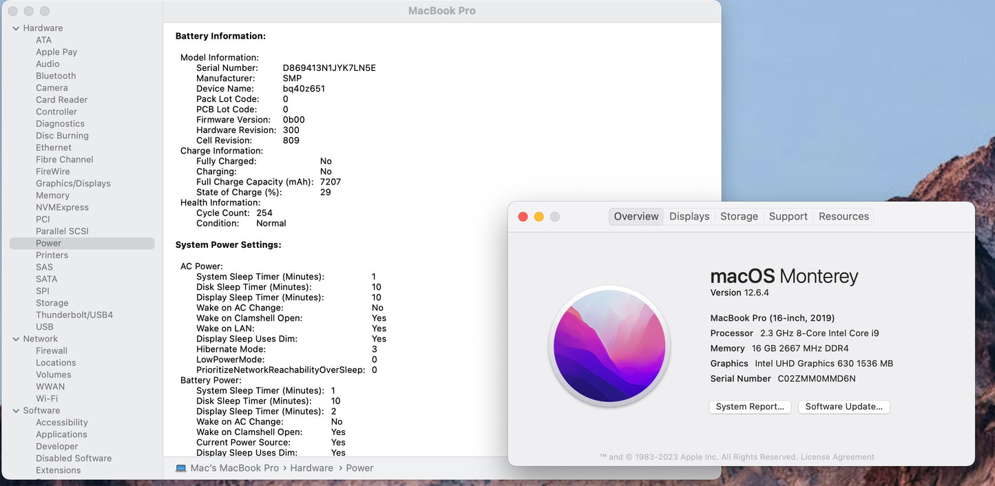 Apple 2019 Macbook Pro 16 in 2.3GHz i9 16GB RAM 1TB SSD RP5500M 4GB - Good