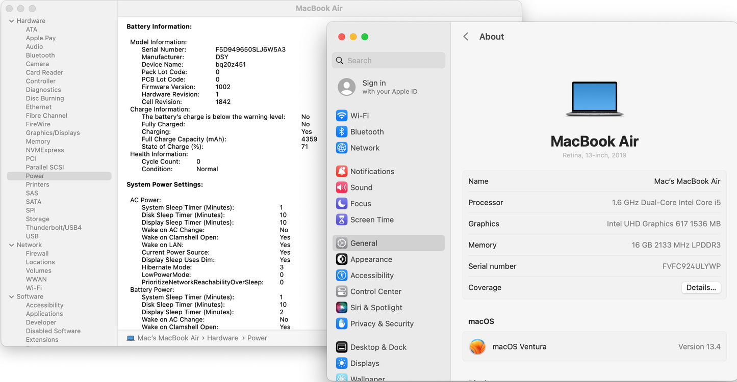 Apple 2019 MacBook Air 13 in 1.6GHz i5 16GB RAM 512GB SSD IUG 617 - Very Good