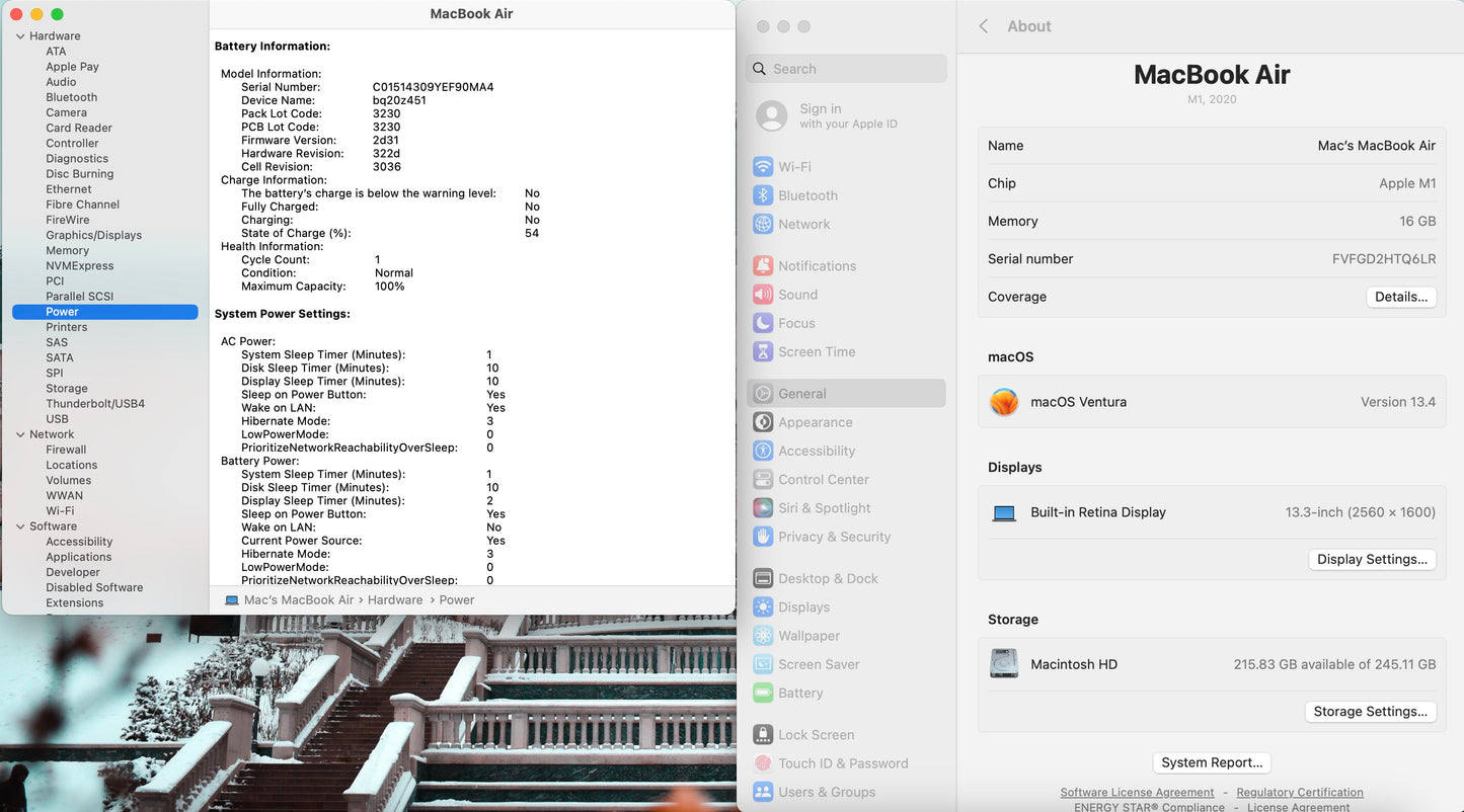 Apple 2020 MacBook Air M1 3.2GHz 16GB RAM 256GB SSD (7-core GPU) - Very Good