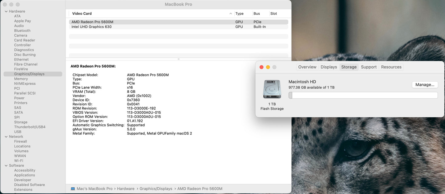Apple 2019 MacBook Pro 16 in TB 2.3GHz i9 16GB 1TB SSD RP5600M 8GB - Good