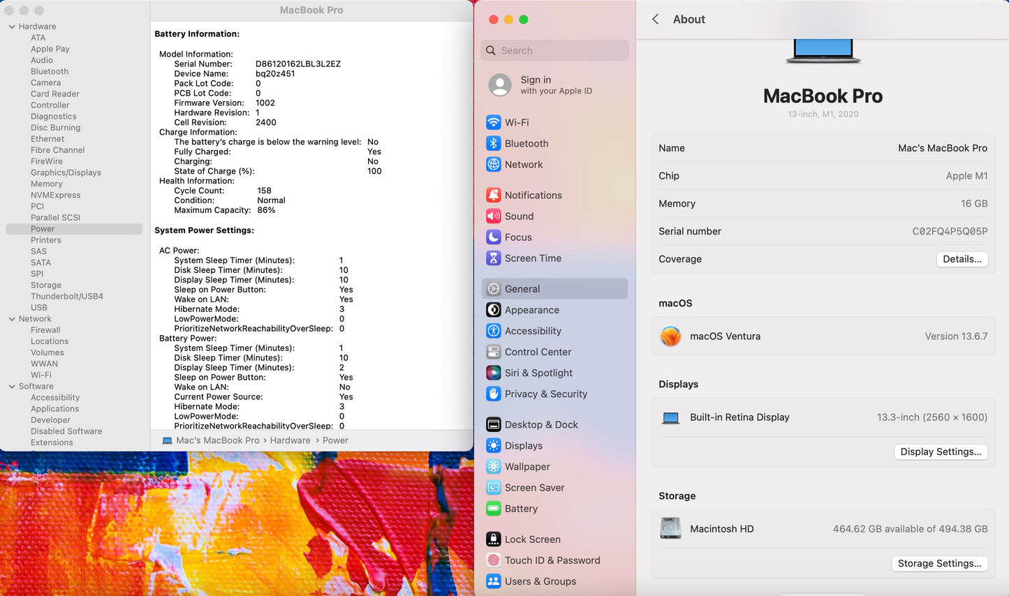 Apple 2020 MacBook pro 13" M1 (8-Core GPU) 16GB RAM 512GB SSD - Very good