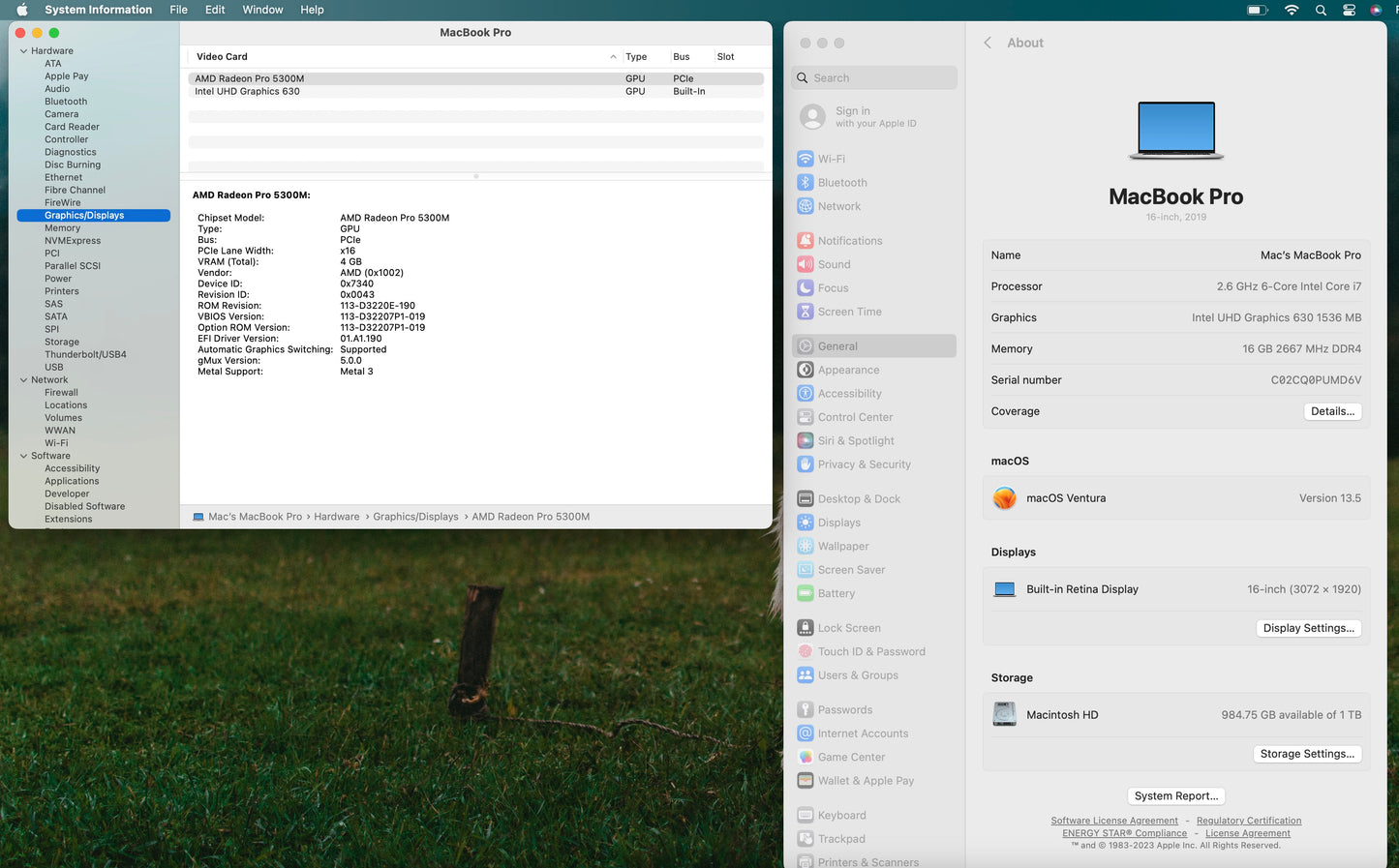 Apple 2019 Macbook Pro 16in 2.6GHz i7 16GB RAM 1TB SSD RP 5300M 4GB - Very Good