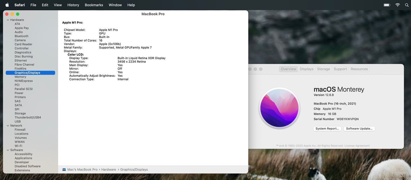 Apple 2021 Macbook Pro 16 in m1 pro 16GB RAM 1TB SSD 16-core - Excellent