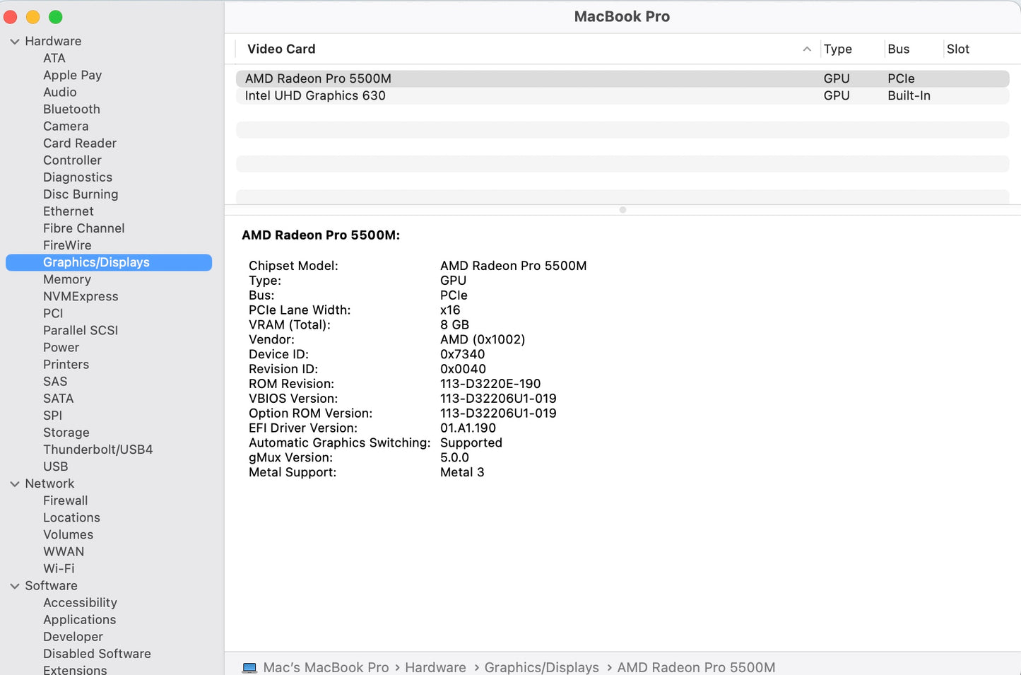 Apple 2019 MacBook Pro 16 in 2.4GHz i9 64GB RAM 2TB SSD RP5500M 8GB - Very Good