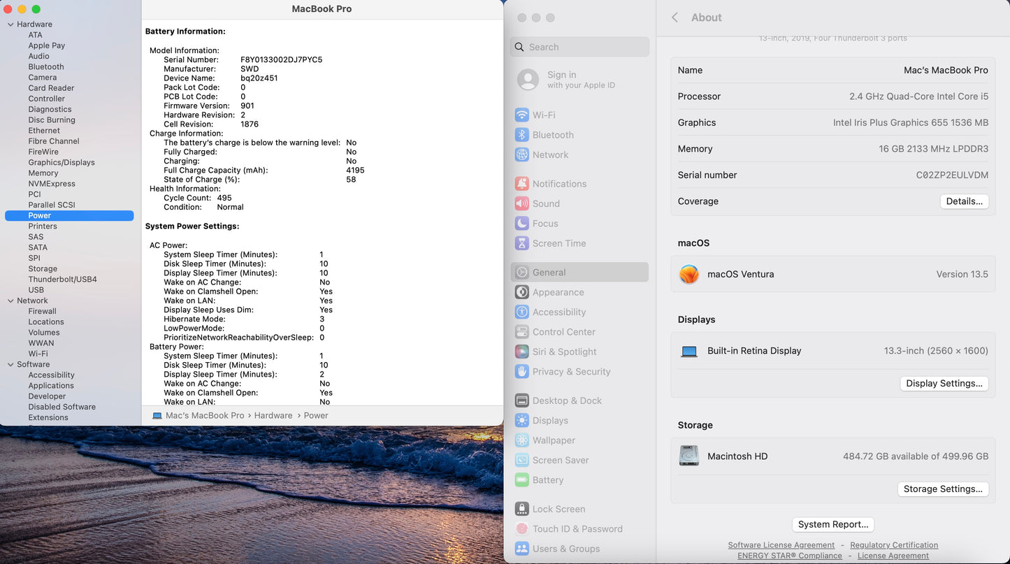 Apple 2019 MacBook Pro 13 in TB 2.4GHz i5 16GB RAM 512GB SSD IIPG655 - Good