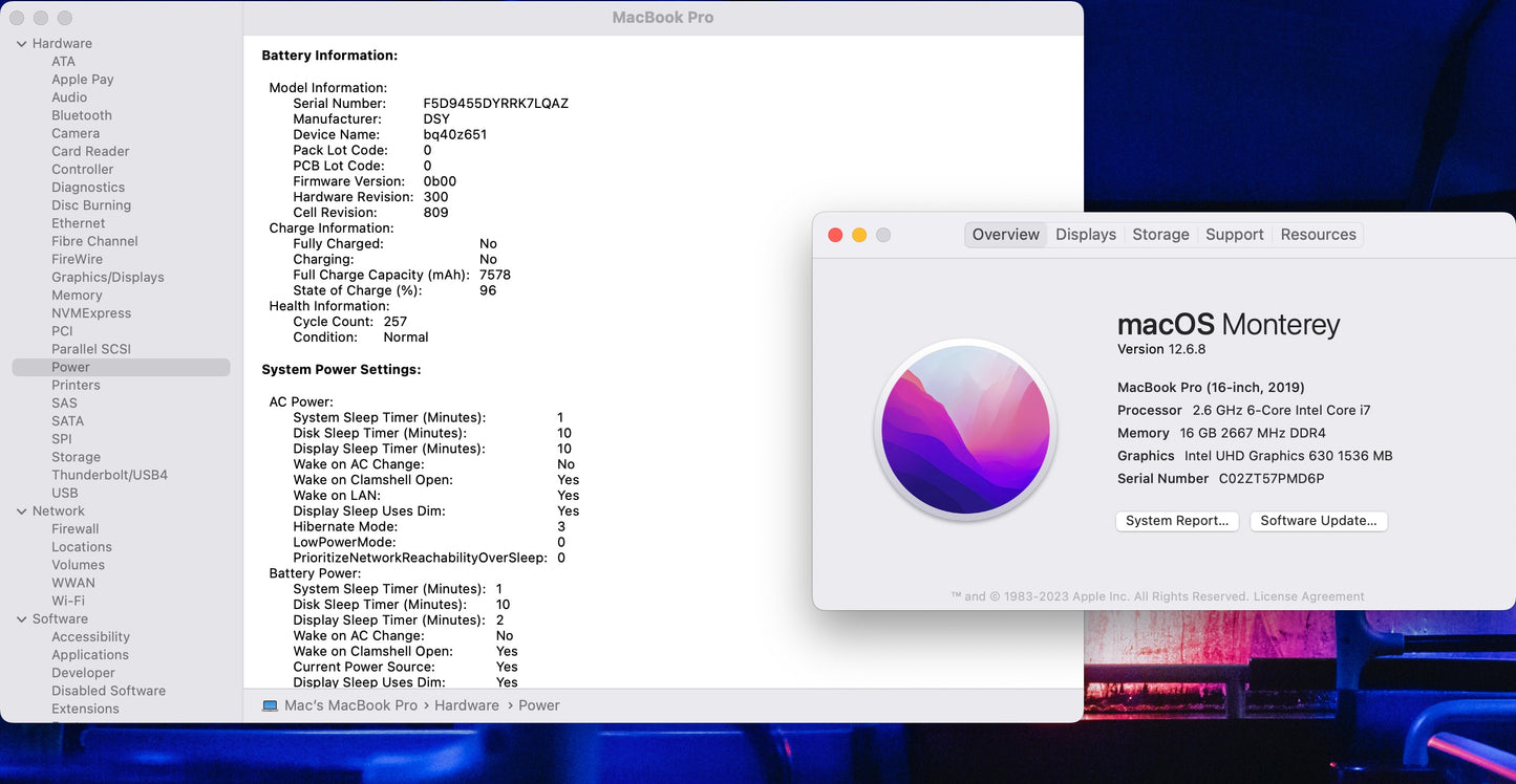 Apple 2019 MacBook Pro 16 in 2.6GHz i7 16GB RAM 512GB SSD RP5300M 4GB - Good