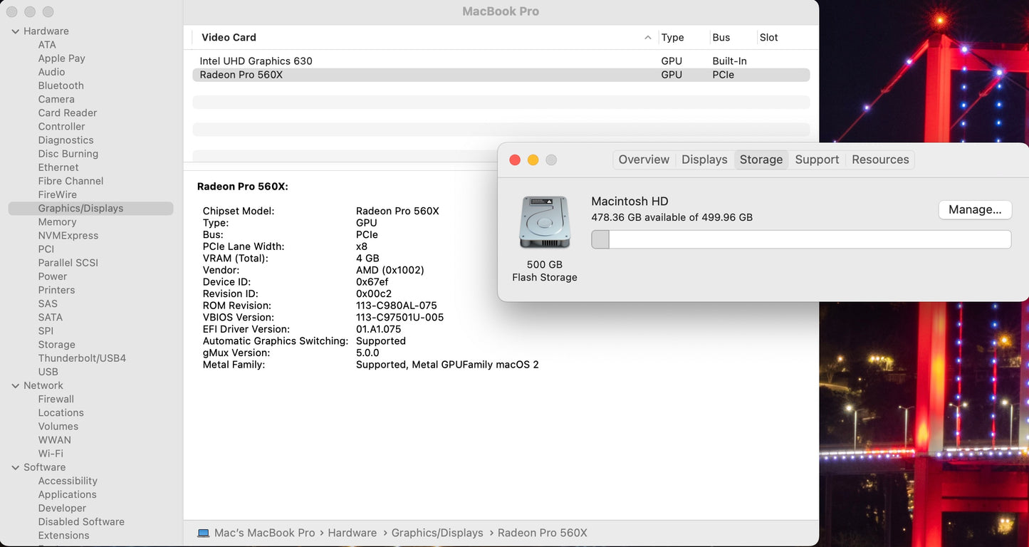 Apple 2018 MacBook Pro 15 in 2.9GHz i9 16GB RAM 512GB SSD RP560X 4GB - Very Good