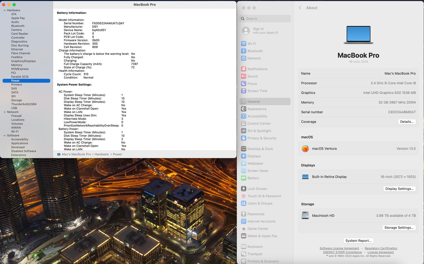 Apple 2019 MacBook Pro 16 in 2.4GHz i9 32GB RAM 4TB SSD RP5500M 8GB - Good