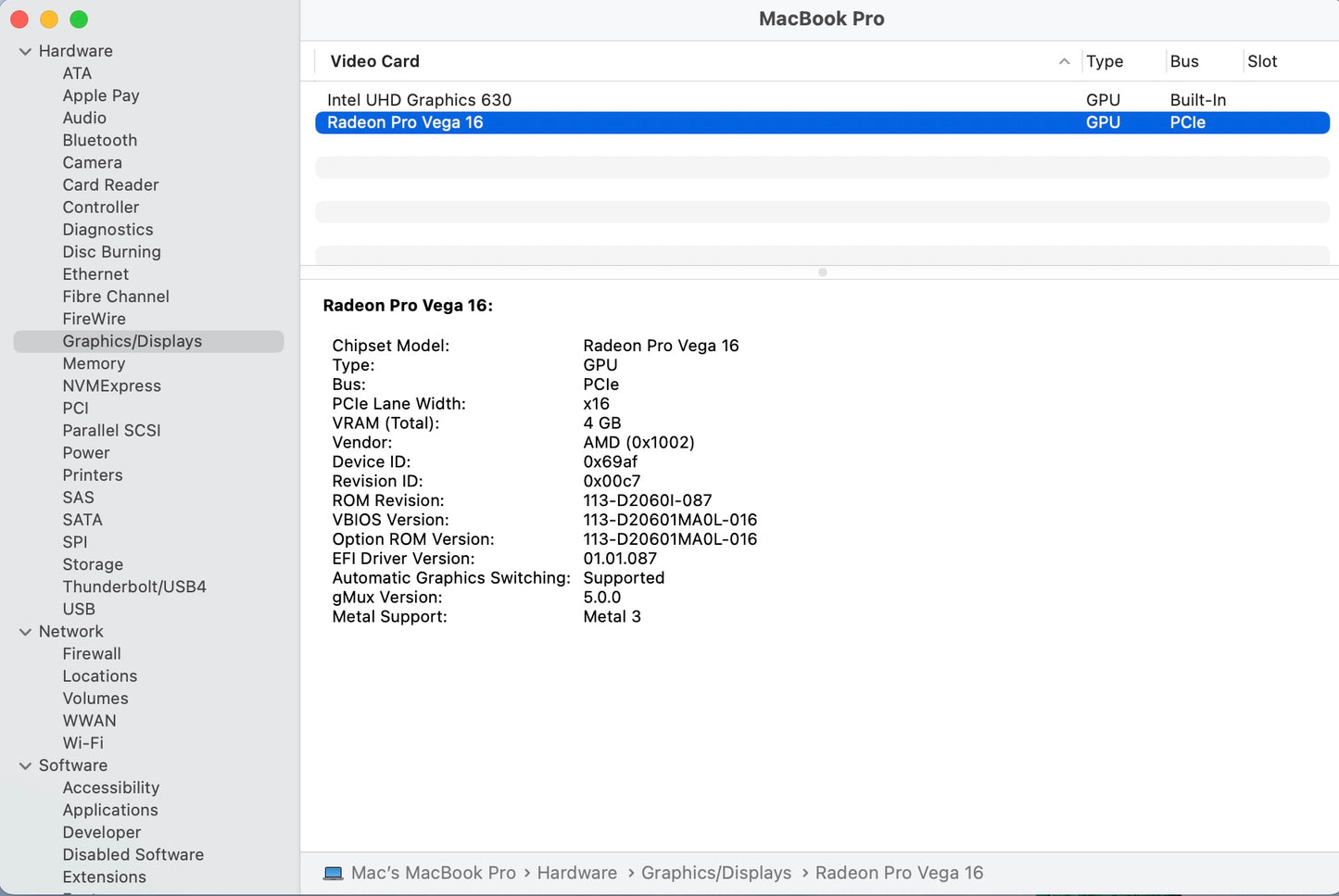 Apple 2018 MacBook Pro 15 in 2.9GHz i9 32GB RAM 512GB SSD Vega 16 4GB - Good